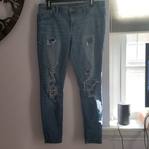 Ripped straight leg jeans